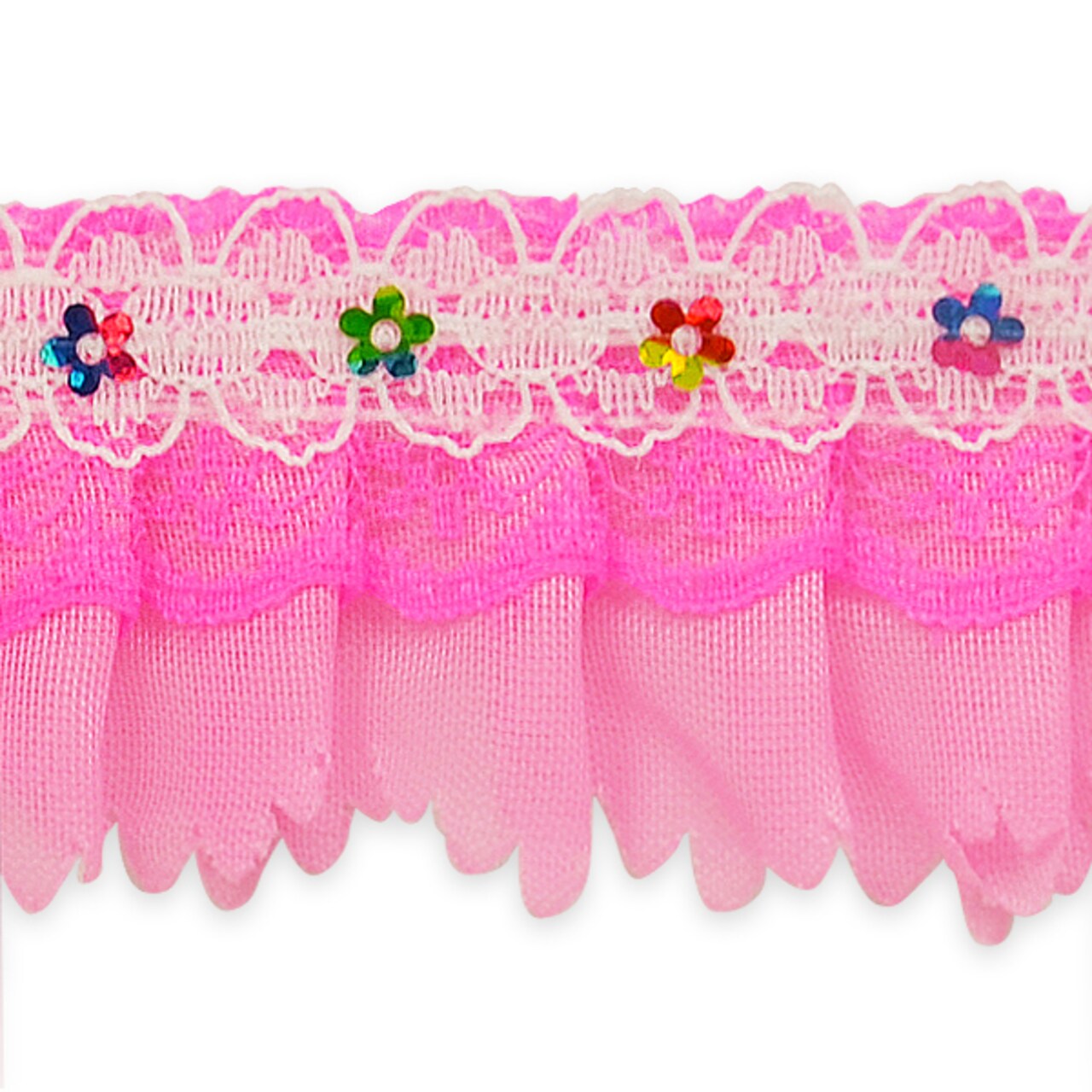 10 Yards of Elijah 1 3/4" Sequin Ruffle Lace Trim | 10 yard cut